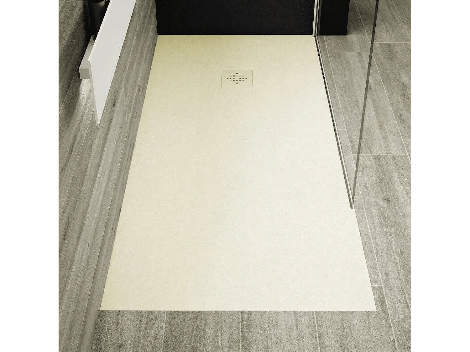 Plato de ducha pizarra PURE CREMA  90x190 cm rejilla color Rejilla color