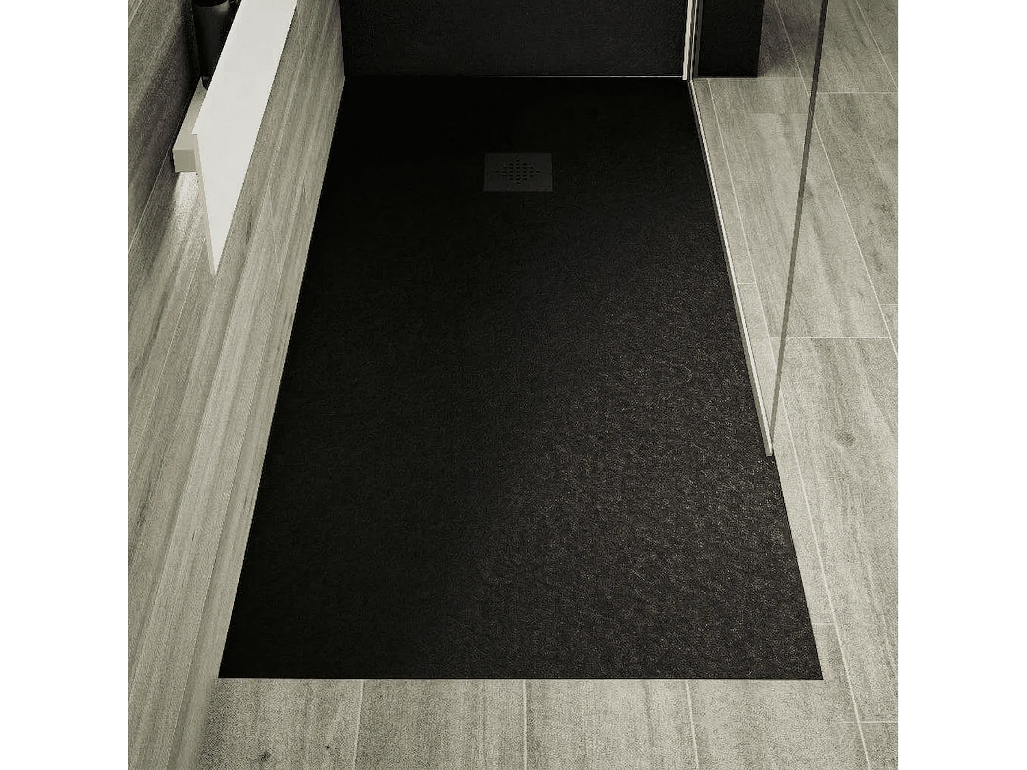 Piatto doccia ultrasottile 80 x 190 cm PURE in resina finitura ardesia nero