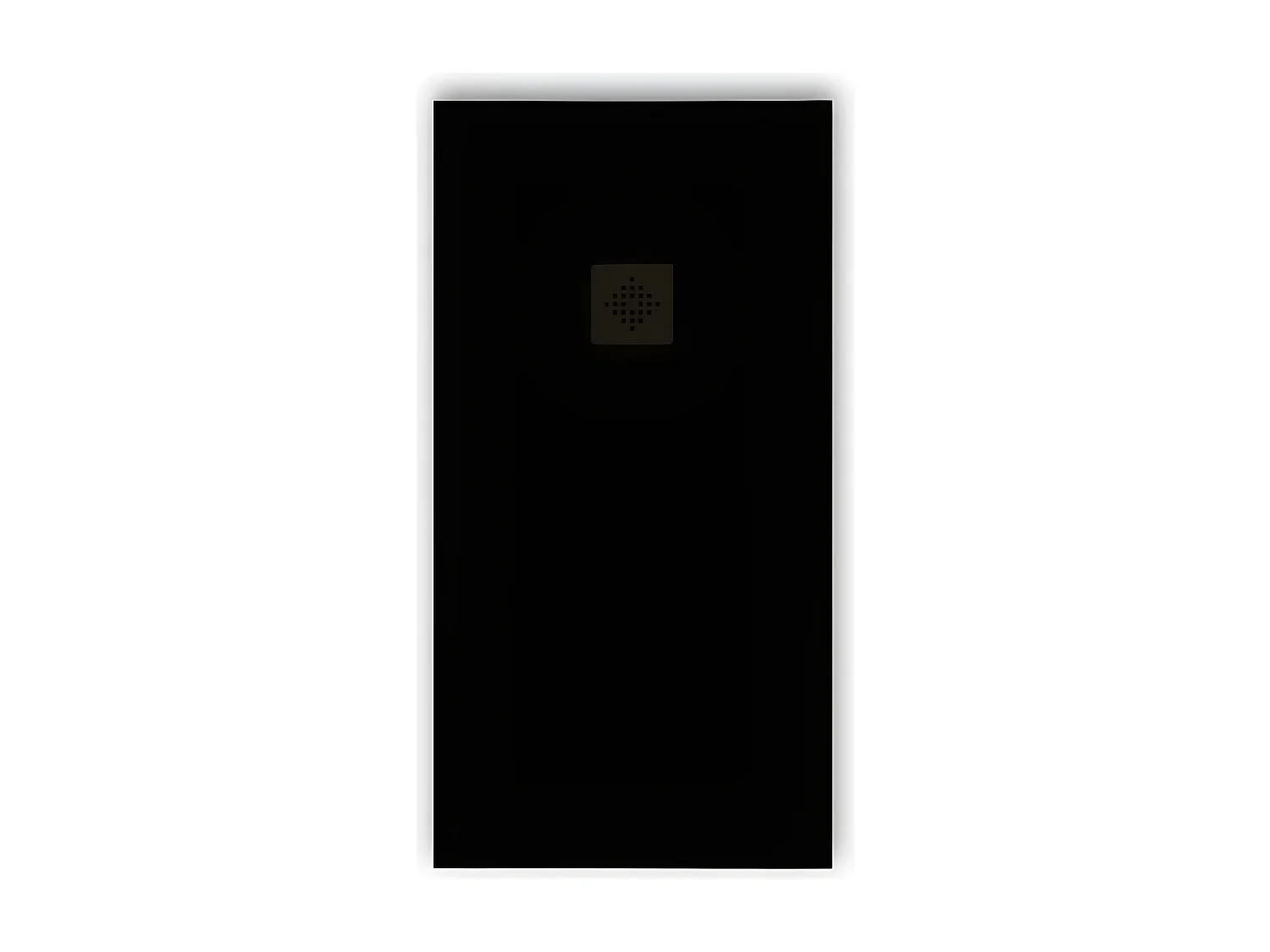 Mineralguss-Duschwanne extra flach PURE Schieferoptik schwarz 70x200 cm Edelstahl in gleicher Farbe