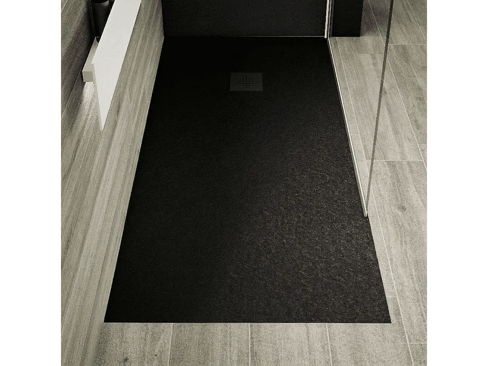 Piatto doccia ultrasottile 100 x 200 cm PURE in resina finitura ardesia nero