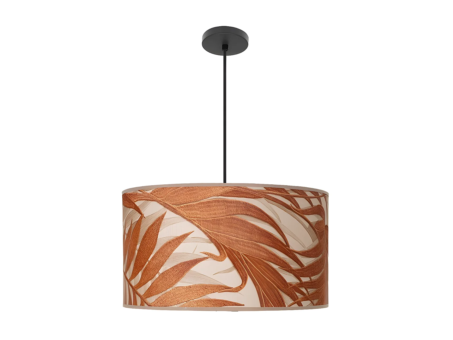 Colgante 3 Luces Modelo Moda Marro Con Pantalla Hojas