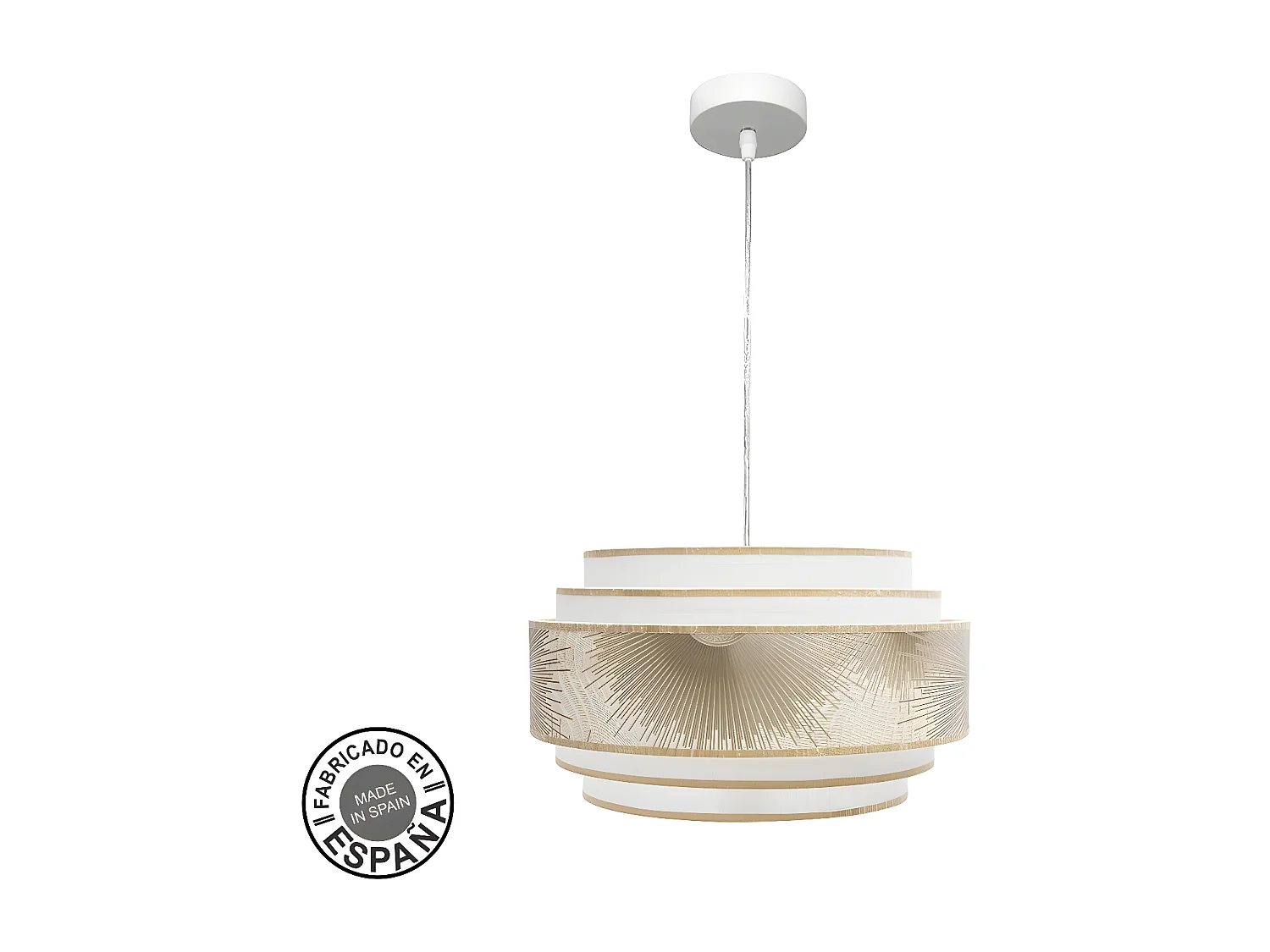 Colgante 3 Luces Nepal Blanco Con Pantalla Decorativa