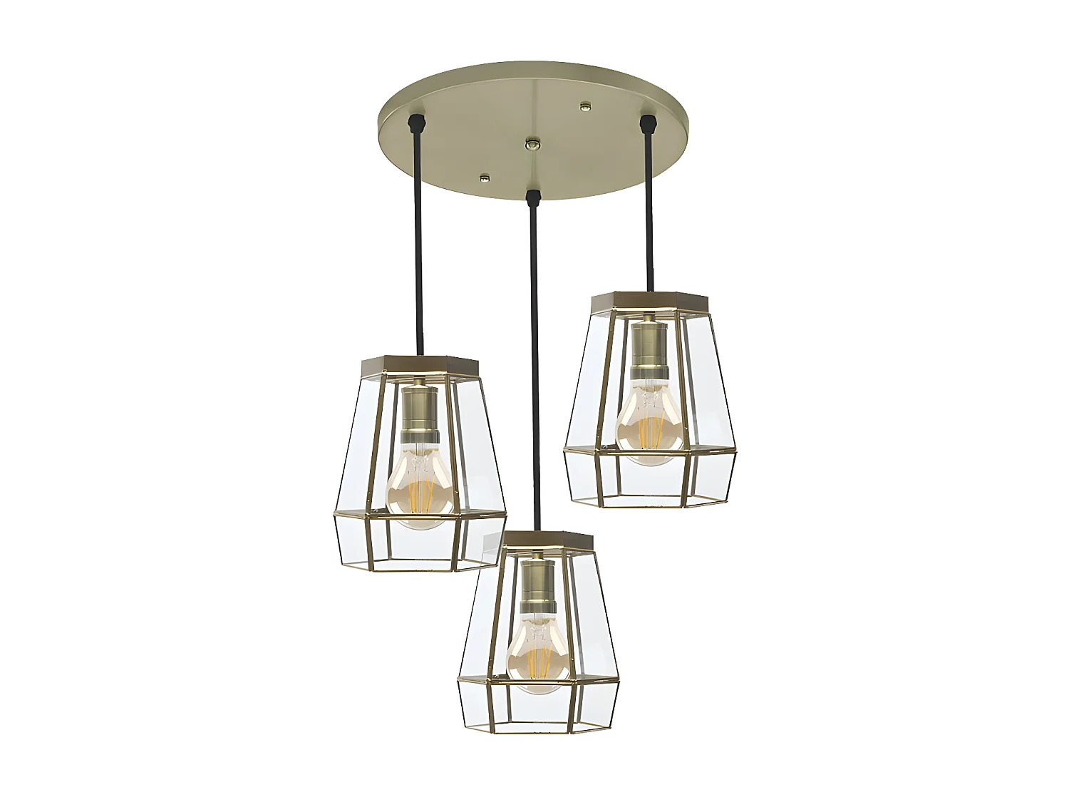 Lampara Circular Modelo Guia Dorado 3 Luces