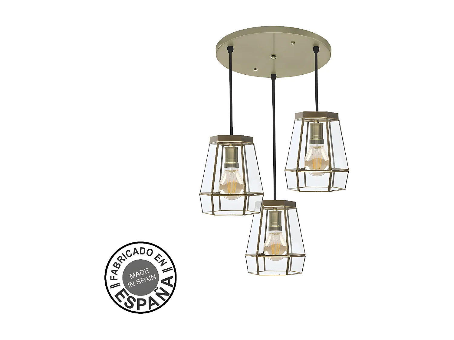 Lampara Circular Modelo Guia Dorado 3 Luces