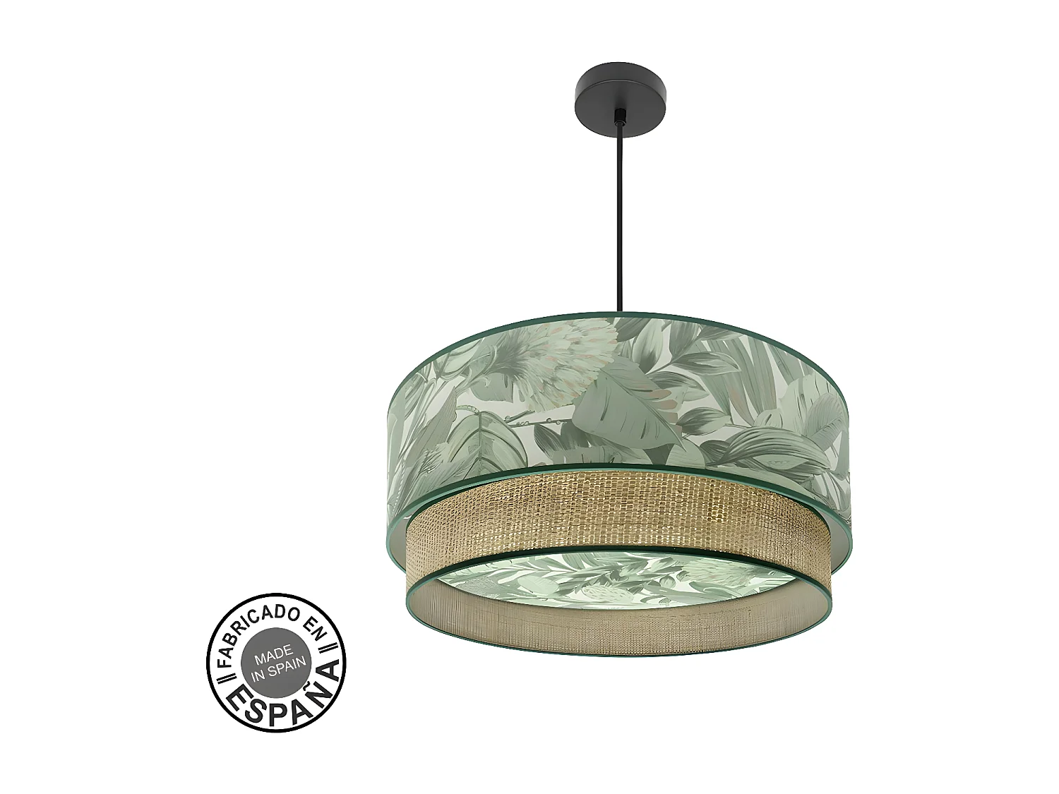 Colgante Con Doble Pantalla Congo Verde 3 Luces