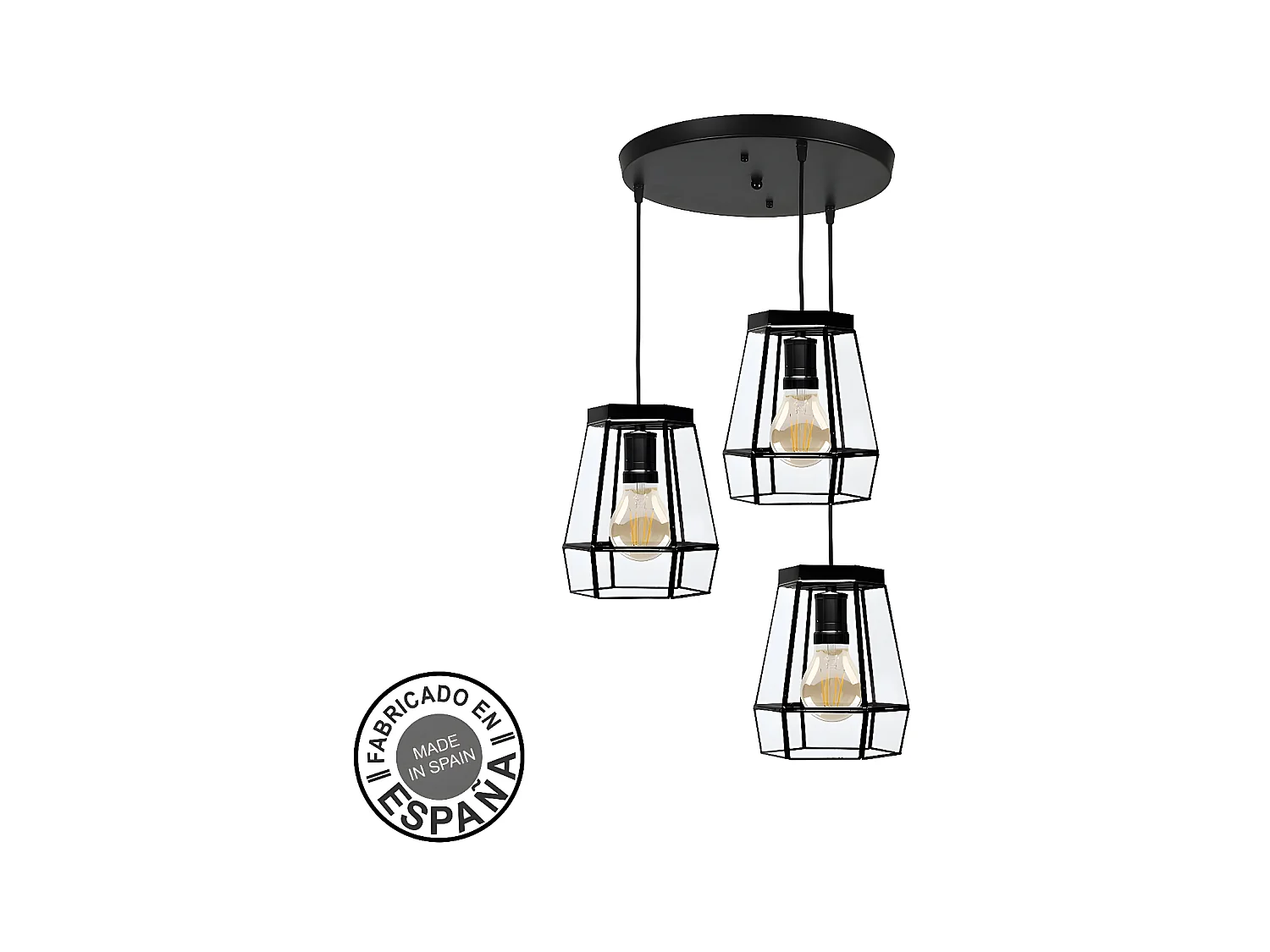Lampara Circular De 3 Colgantes  Modelo Guia Negro