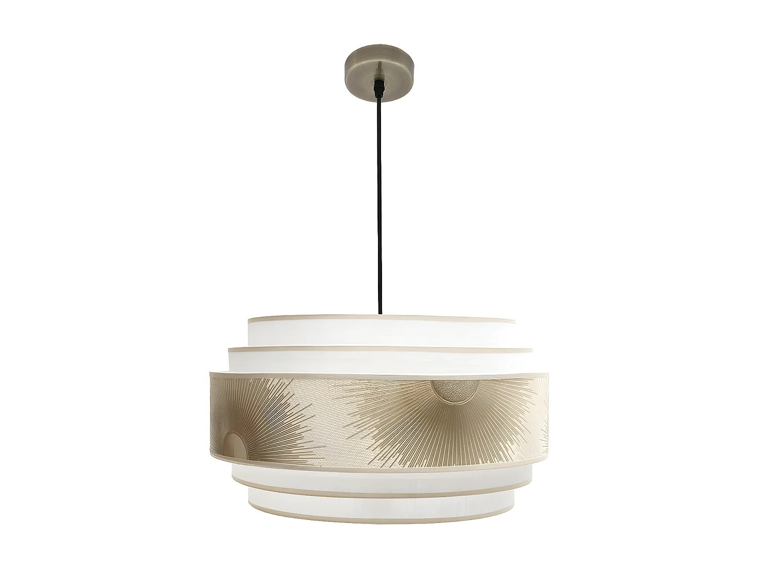 Colgante Con Pantalla 3 Luces Nepal Dorado 50 Cm