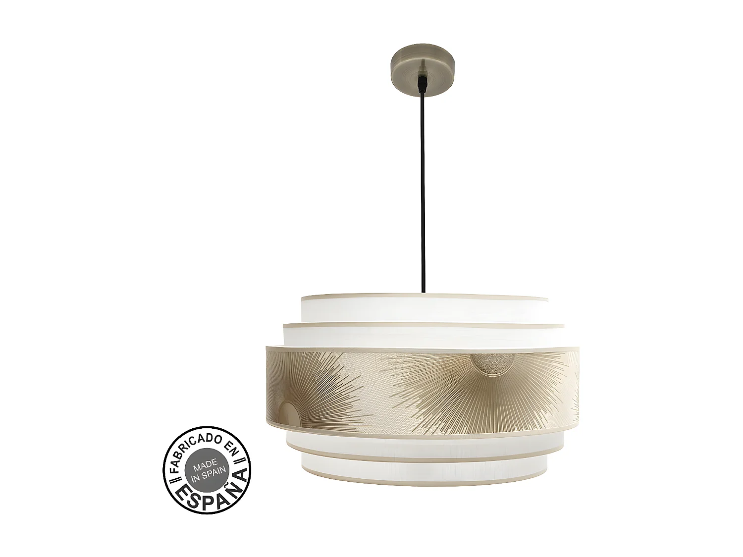 Colgante Con Pantalla 3 Luces Nepal Dorado 50 Cm