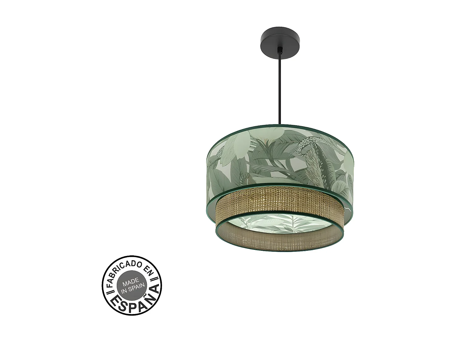 Colgante 1 Luz Modelo Congo Verde Con Doble Pantalla