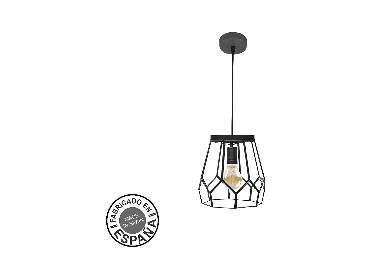 Colgante Metal Modelo Lente Negro 1 Luz