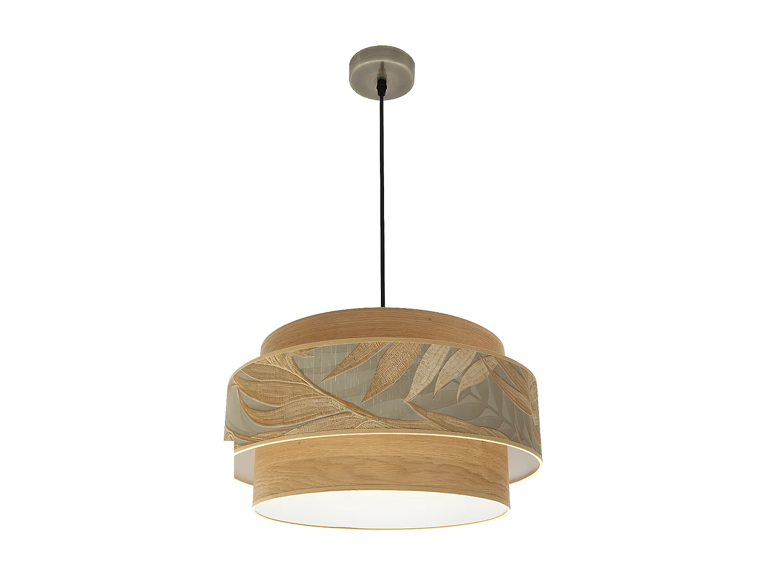 Colgante 1 Luz Modelo Samoa Marron Pantalla Hojas