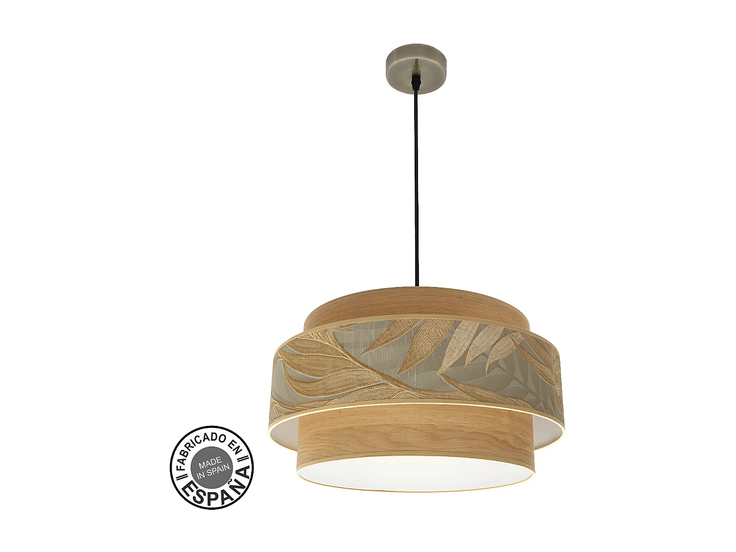 Colgante 1 Luz Modelo Samoa Marron Pantalla Hojas