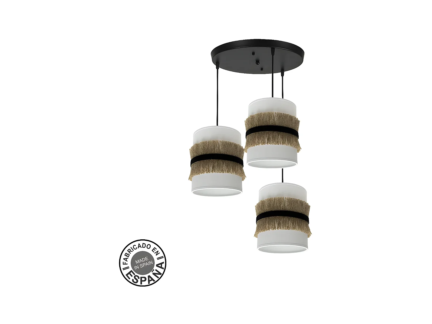 Lampara Circular Modelo Angola Negra 3 Colgantes