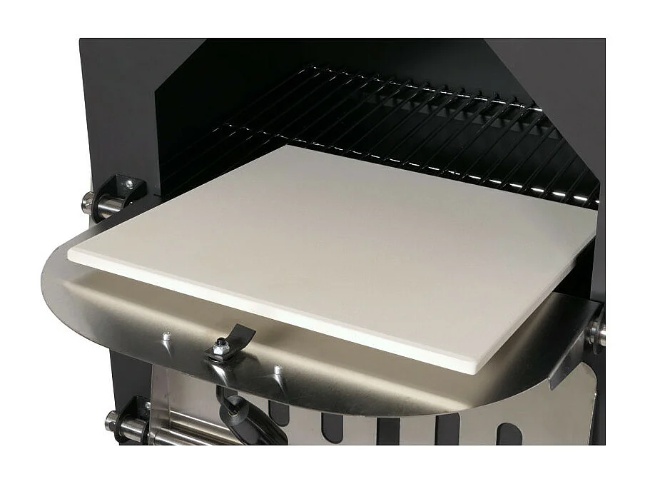 Gril à charbon de bois HWC-N15, Four à pizza Four à cheminée, Gril à charbon de bois Pierre à pizza, Acier noir laqué ha