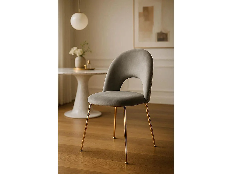 Sillas Comedor - Silla Dawa Gold Terciopelo - Gris