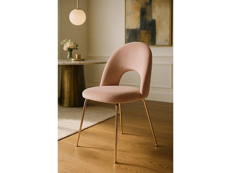 Sillas Comedor - Silla Dawa Gold Terciopelo - Rosa