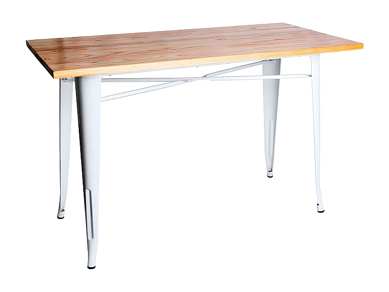 Mesas Bar - Mesa Torix Rectangular Madera Natural 120 x 60 cm - Blanco