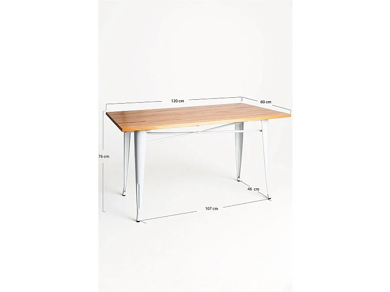Mesas Bar - Mesa Torix Rectangular Madera Natural 120 x 60 cm - Blanco