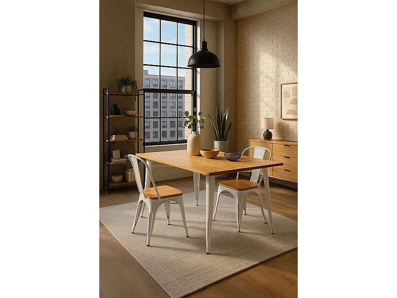 Mesas Bar - Mesa Torix Rectangular Madera Natural 120 x 60 cm - Blanco