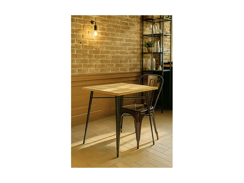 Mesas Bar - Mesa Torix Cuadrada Madera Natural 80 cm - Negro