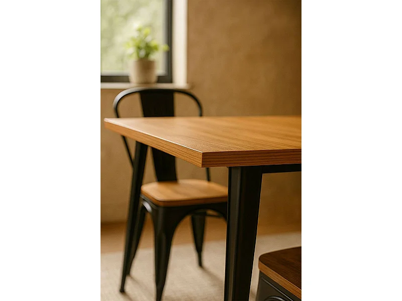 Mesas Bar - Mesa Torix Rectangular Madera Natural 120 x 60 cm - Negro