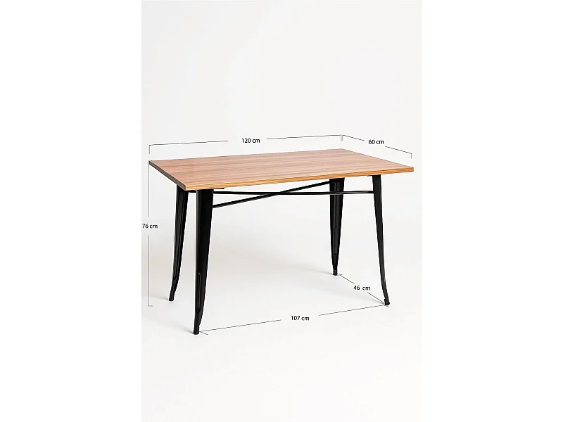 Mesas Bar - Mesa Torix Rectangular Madera Natural 120 x 60 cm - Negro