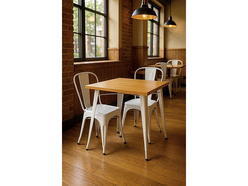 Mesas Bar - Mesa Torix Cuadrada Madera Natural 80 cm - Blanco