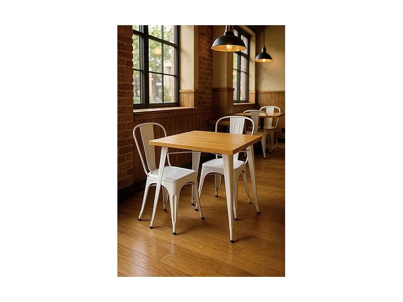 Mesas Bar - Mesa Torix Cuadrada Madera Natural 80 cm - Blanco