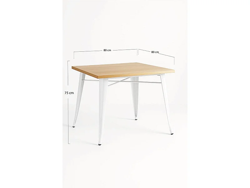Mesas Bar - Mesa Torix Cuadrada Madera Natural 80 cm - Blanco