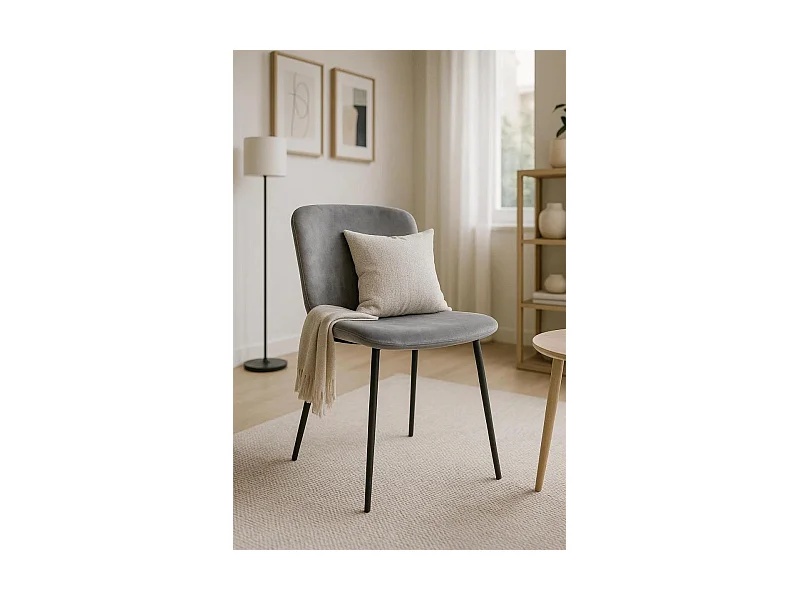 Sillas Comedor - Silla Welna Terciopelo - Gris