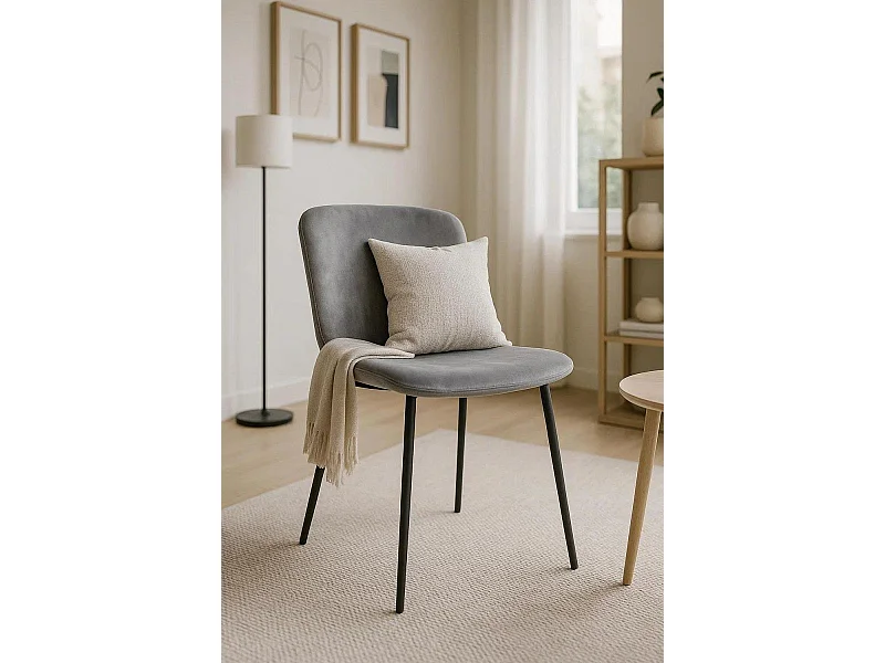 Sillas Comedor - Silla Welna Terciopelo - Gris