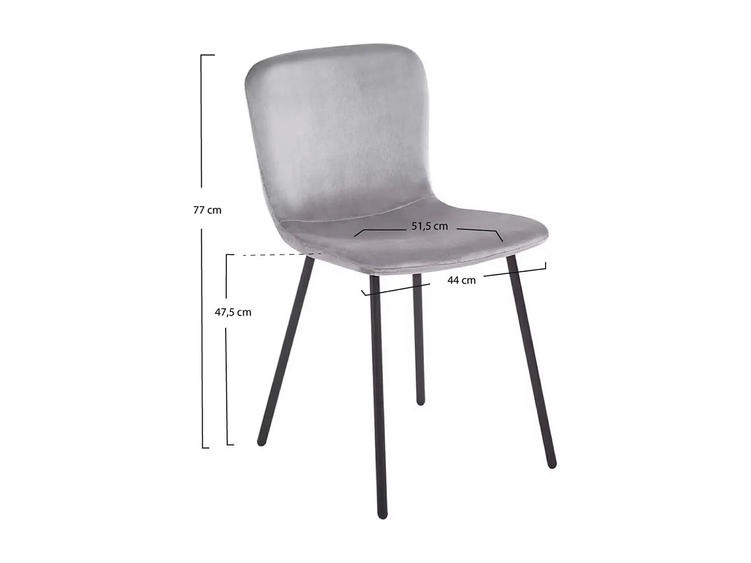 Sillas Comedor - Silla Welna Terciopelo - Gris