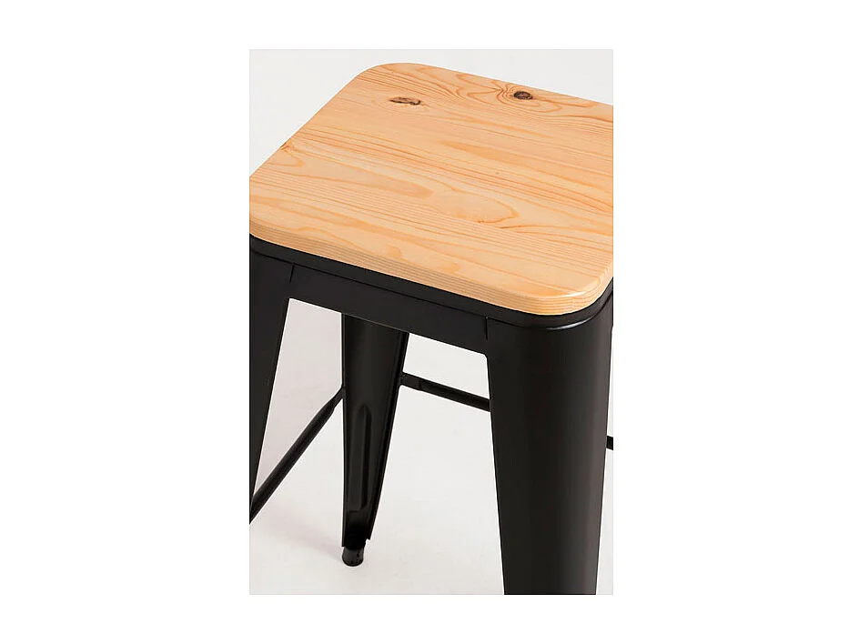 Taburetes Altos - Taburete Torix Alto Madera Natural - Negro mate