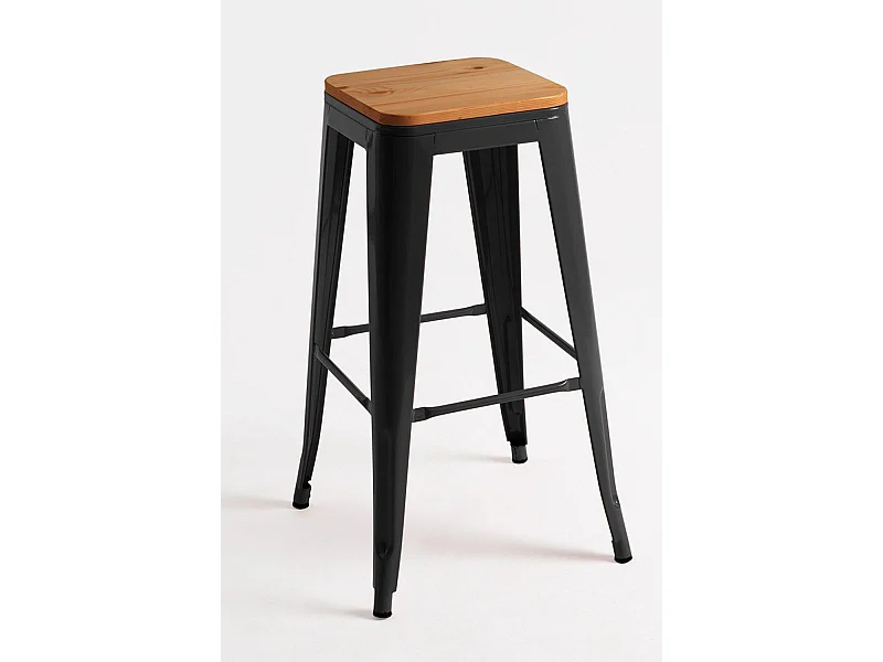Taburetes Altos - Taburete Torix Alto Madera Natural - Negro