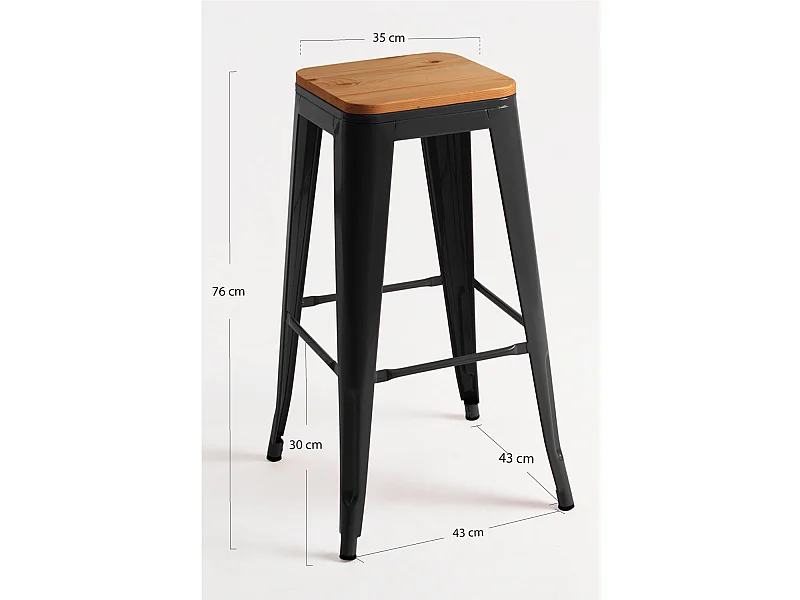Taburetes Altos - Taburete Torix Alto Madera Natural - Negro