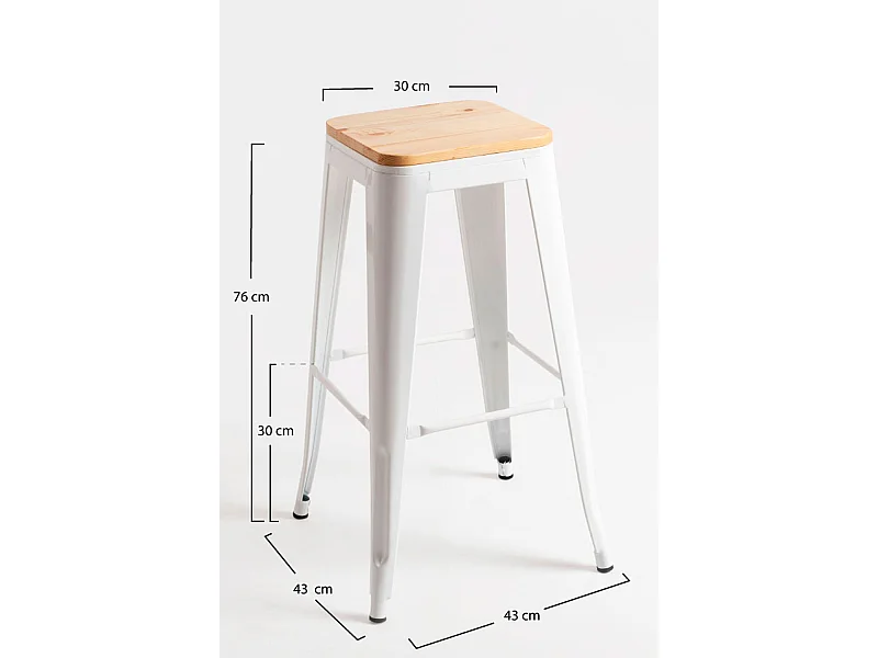 Taburetes Altos - Taburete Torix Alto Madera Natural - Blanco