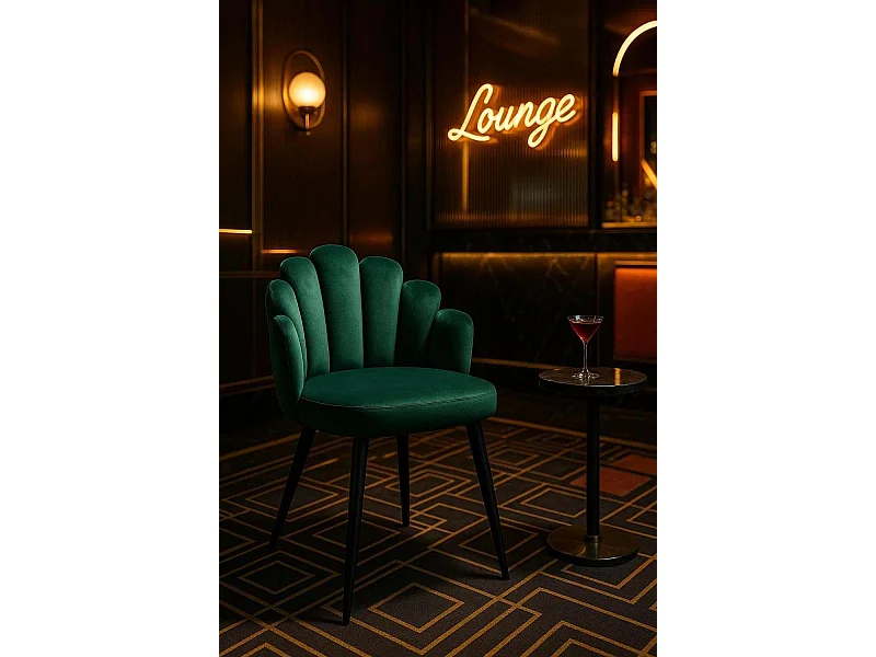 Sillas Comedor - Silla Hand Terciopelo Patas Negras - Verde