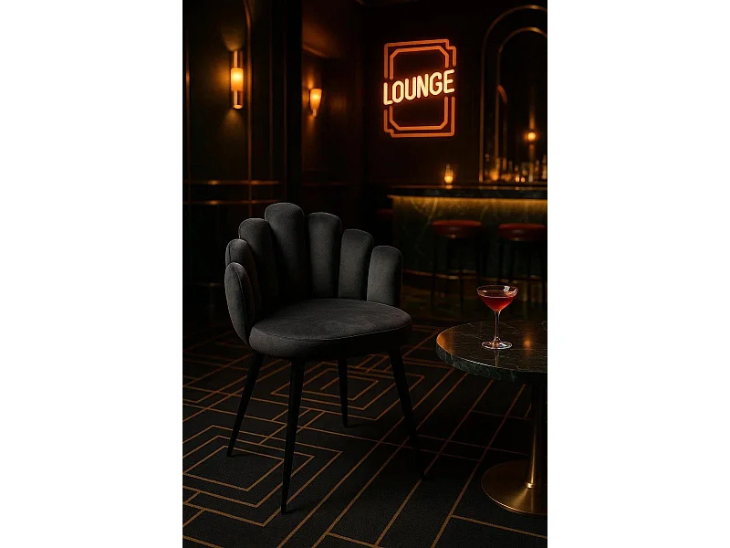 Sillas Comedor - Silla Hand Terciopelo Patas Negras - Gris oscuro