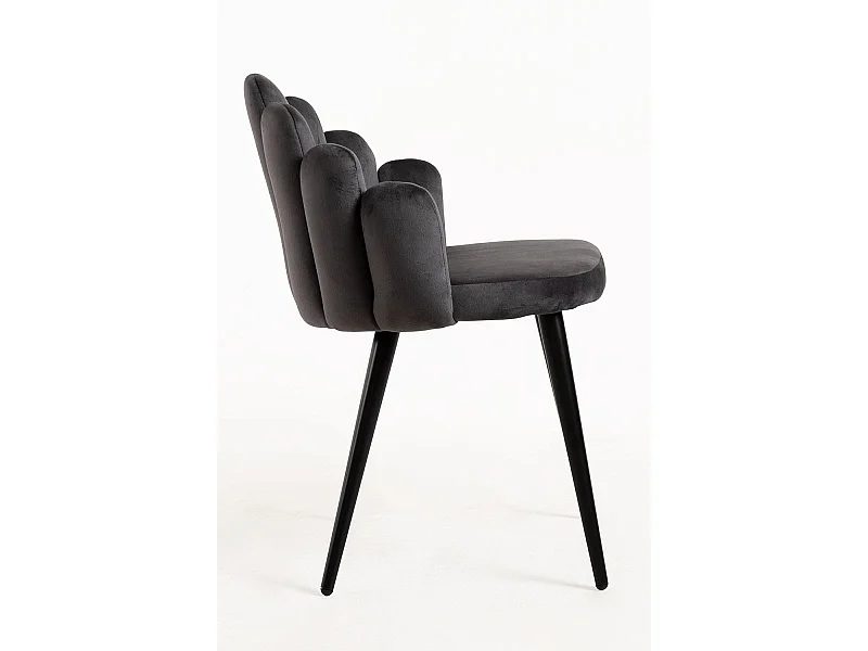 Sillas Comedor - Silla Hand Terciopelo Patas Negras - Gris oscuro
