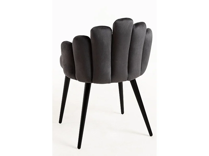 Sillas Comedor - Silla Hand Terciopelo Patas Negras - Gris oscuro