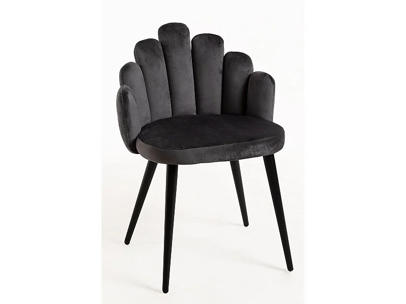 Sillas Comedor - Silla Hand Terciopelo Patas Negras - Gris oscuro