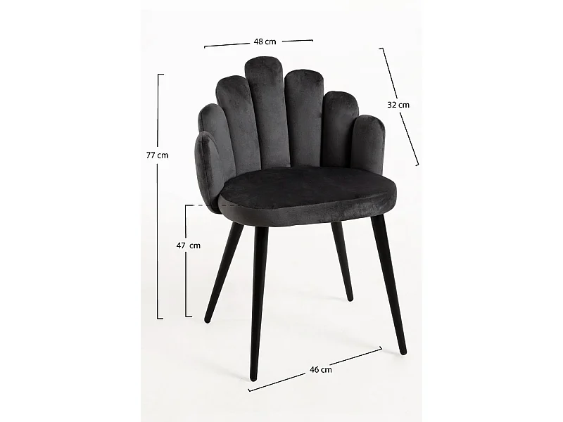 Sillas Comedor - Silla Hand Terciopelo Patas Negras - Gris oscuro