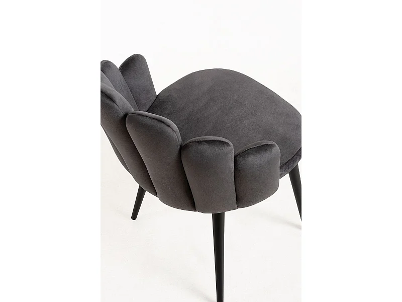 Sillas Comedor - Silla Hand Terciopelo Patas Negras - Gris oscuro