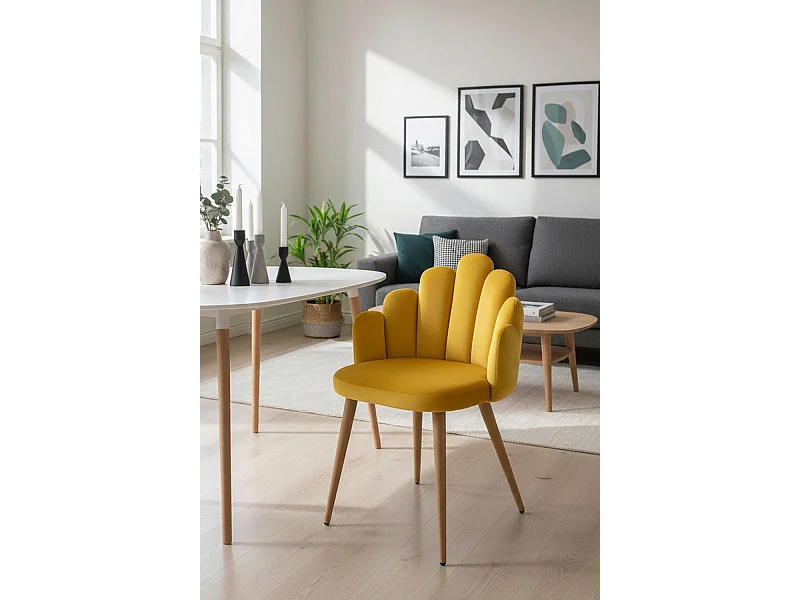 Sillas Comedor - Silla Hand Terciopelo - Amarillo
