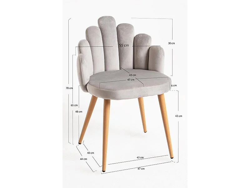 Sillas Comedor - Silla Hand Terciopelo - Gris