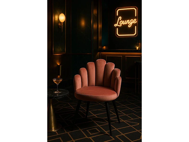 Sillas Comedor - Silla Hand Terciopelo Patas Negras - Rosa