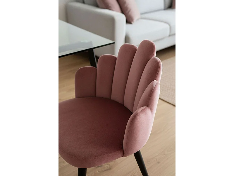 Sillas Comedor - Silla Hand Terciopelo Patas Negras - Rosa