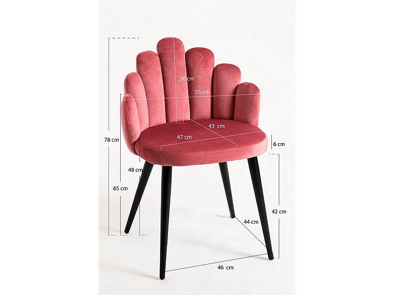 Sillas Comedor - Silla Hand Terciopelo Patas Negras - Rosa