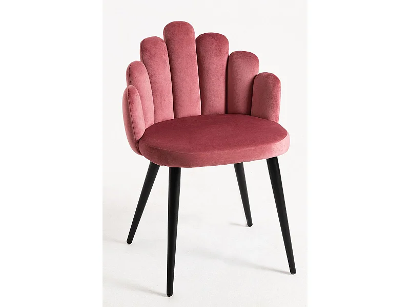 Sillas Comedor - Silla Hand Terciopelo Patas Negras - Rosa