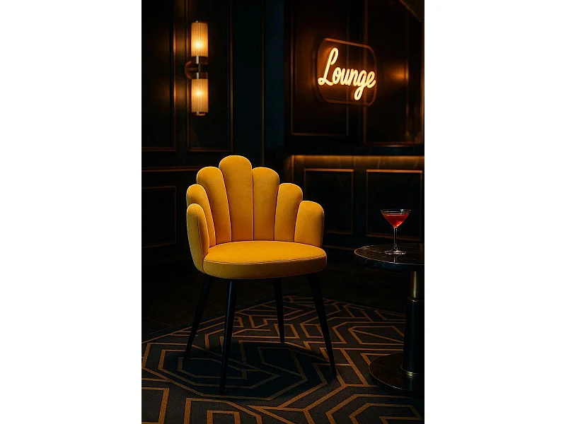 Sillas Comedor - Silla Hand Terciopelo Patas Negras - Amarillo